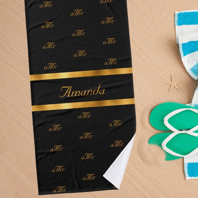 Toalha De Banho Nome do padrão das iniciais do casal do monograma  (Criador carregado)
