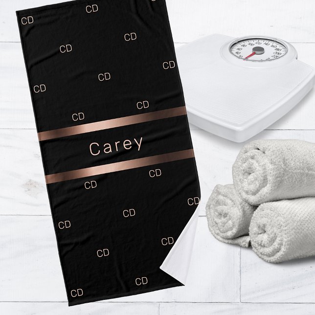 Toalha De Banho Nome do padrão das iniciais do monograma em bronze (Criador carregado)