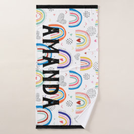 Toalha De Banho Nome Personalizado do Rainbow Bath Towel