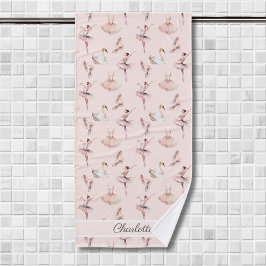 Toalha De Banho Nome Personalizado dos Calçados de Balé Rosa Balle