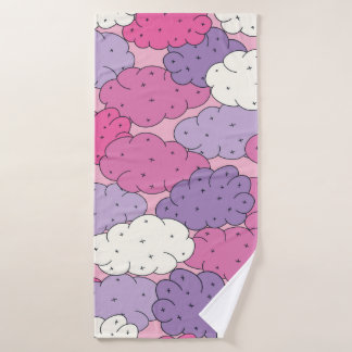 Toalha De Banho Nuvens de desenhos animados divertidos. Vintage re
