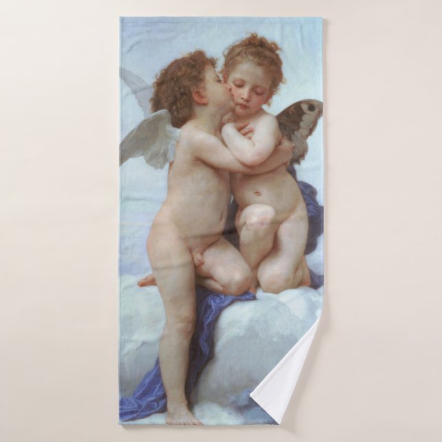 Toalha De Banho O primeiro beijo, amor e psyche, Bouguereau (Toalha de Banho)