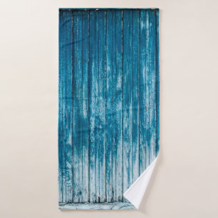 Toalha De Banho Old weathered grunge wooden faded pale blue paint