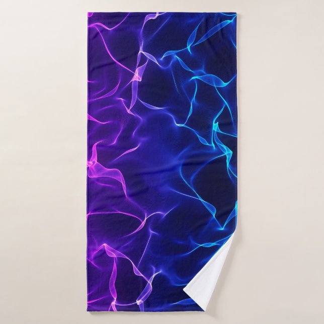 Toalha De Banho Ondas de Abstrato elegantes - azul e roxo- (Toalha de Banho)