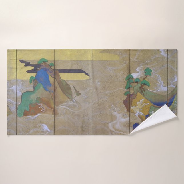 Toalha De Banho Ondas em Matsushima (Esquerda), Tawaraya Sotatsu (Toalha de Banho)