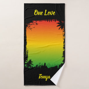 Toalha De Banho One Love Tropical Sunset and Palm Trees