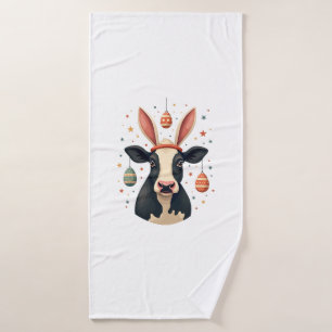 Toalha De Banho Orelhas de Coelho de Vaca de Páscoa Vintage Ovo de