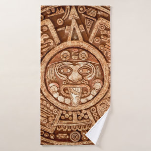 Toalha De Banho Ornamento pagão de uma textura maia de tribo