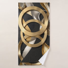 Toalha De Banho Ouro Rings Abstrato - Design moderno de luxo