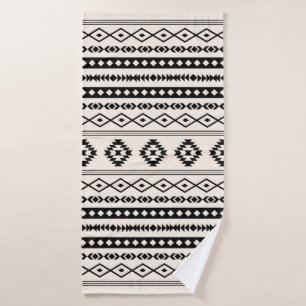 Toalha De Banho Padrão Aztec Black on Cream Mixed Motifs