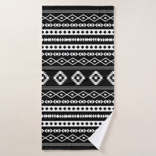 Toalha De Banho Padrão Aztec Branco em Motifs Mistos Pretos