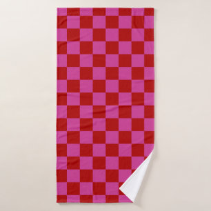 Toalha De Banho Padrão da Desktop Board Verificada com vermelho + 