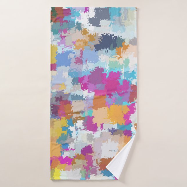Toalha De Banho Padrão de Abstrato de multicor digital (Toalha de Banho)