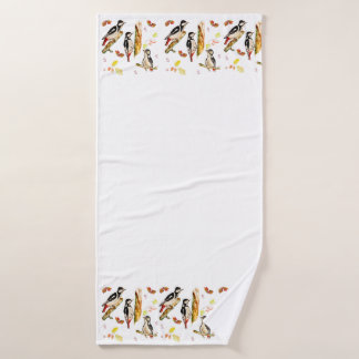 Toalha De Banho Padrão de aquarela com pica-pau