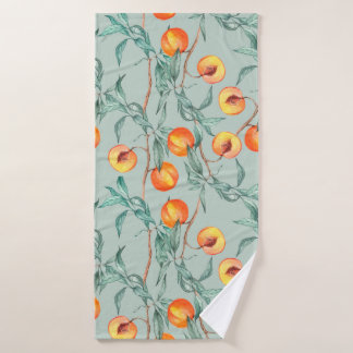 Toalha De Banho Padrão de aquarelas sem costura com pêssegos e bra