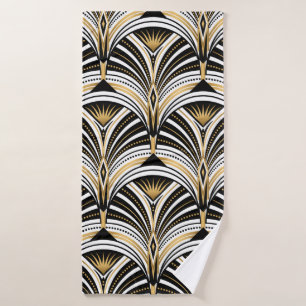 Toalha De Banho Padrão de Art Deco. Vintage gold black backgrue