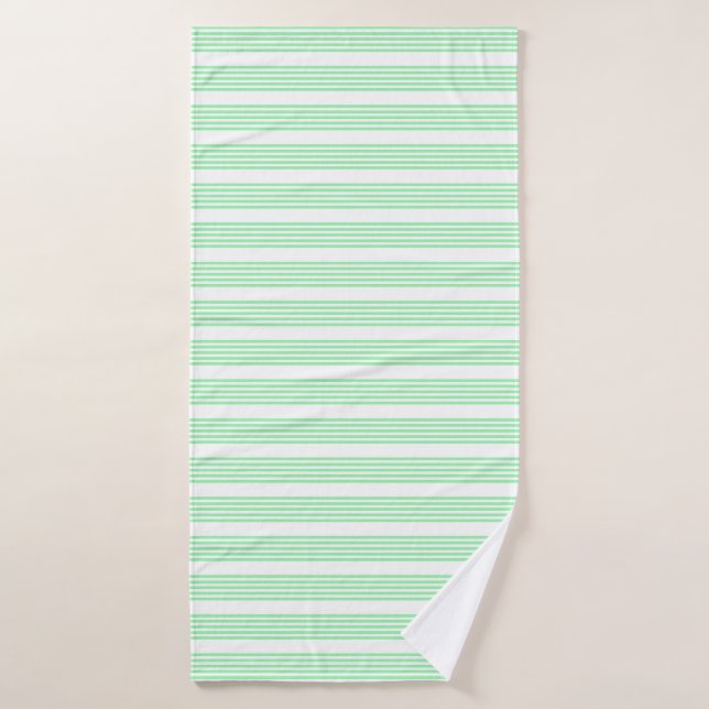 Toalha De Banho Padrão de cinco faixas verde e branco (Toalha de Banho)