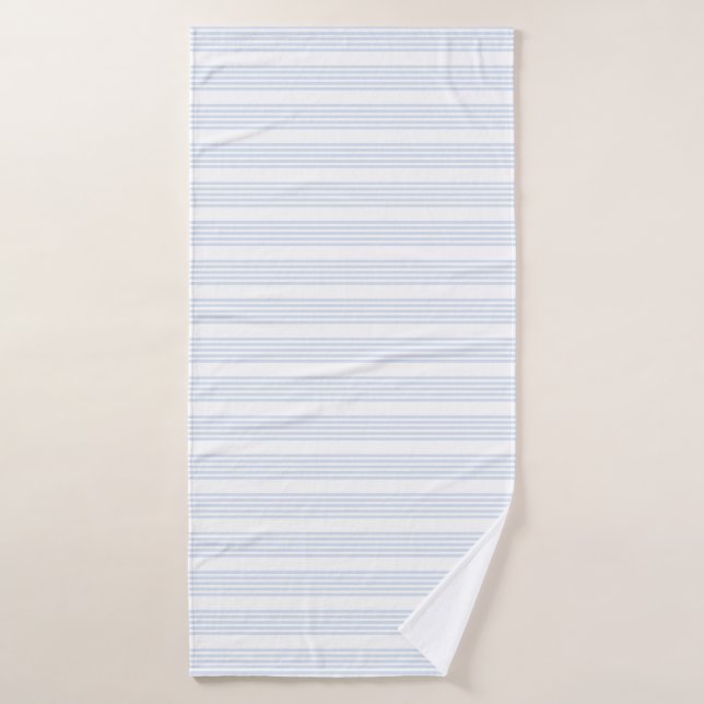 Toalha De Banho Padrão de cinco listras azul-claro e branco (Toalha de Banho)