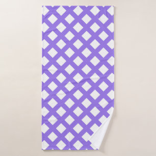 Toalha De Banho Padrão de Diamante Xadrez Branco Roxo