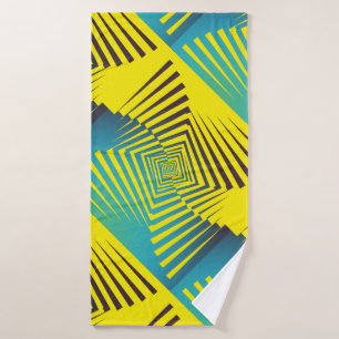 Toalha De Banho Padrão de Estilo de Selva Abstrato Verde Amarelo B