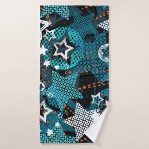 Toalha De Banho Padrão de estrela Grunge, design infantis brincalh