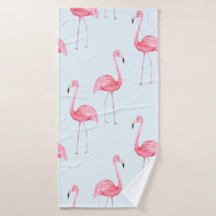 Toalha De Banho Padrão de flamingo sem costura em aquarela 