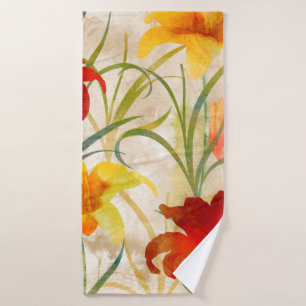 Toalha De Banho Padrão de flor de tulipa selvagem numa rua de cor