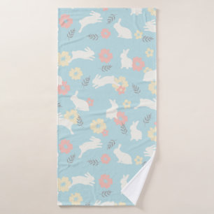 Toalha De Banho Padrão de Flores de Coelhos Frescos