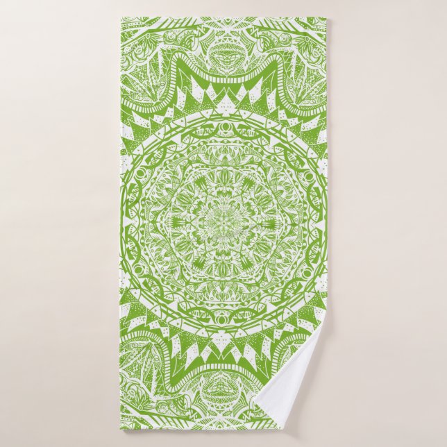 Toalha De Banho Padrão de Mandala Verde (Toalha de Banho)