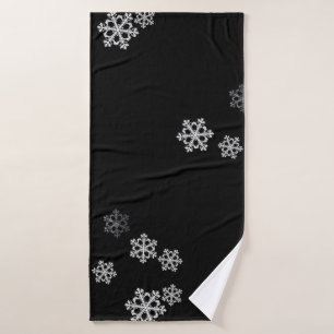 Toalha De Banho Padrão de Natal Monocromático Minimalista do Floco