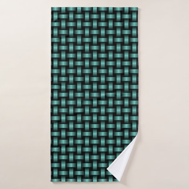 Toalha De Banho Padrão de Onda Preta Teal (Toalha de Banho)