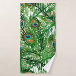 Toalha De Banho padrão de penas de pavão