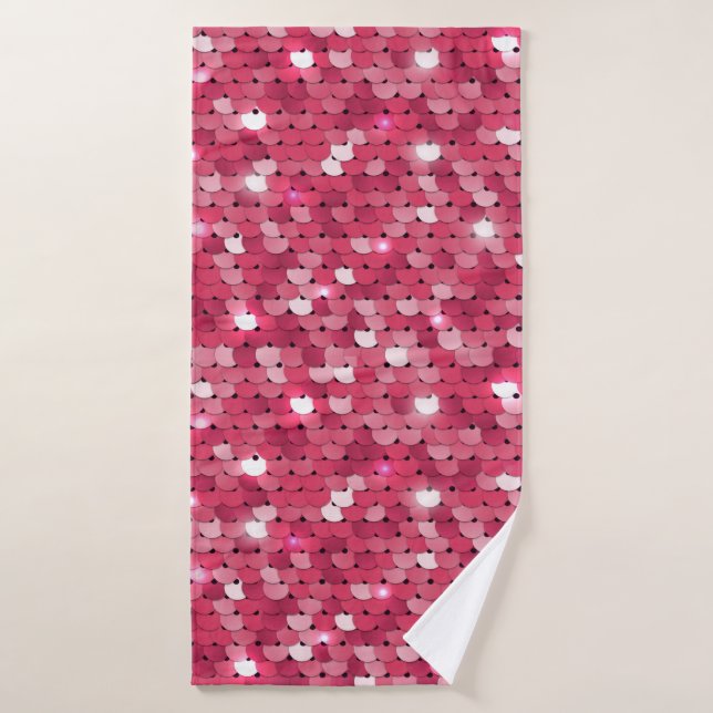 Toalha De Banho Padrão de sequências cor-de-rosa com brilho (Toalha de Banho)