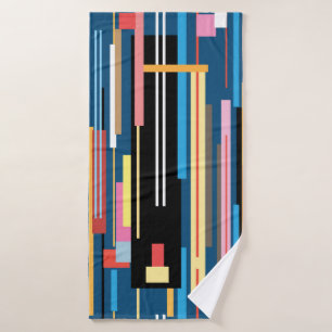 Toalha De Banho padrão de tiras de abstrato multicoloração bril