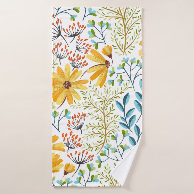 Toalha De Banho Padrão floral colorido sem costura. (Toalha de Banho)