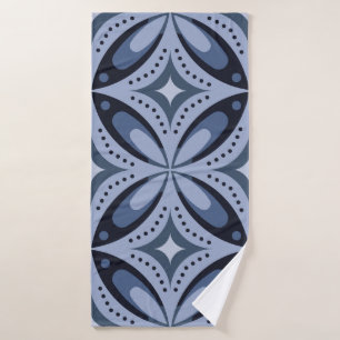 Toalha De Banho Padrão Geométrico Azul Estilo Retro