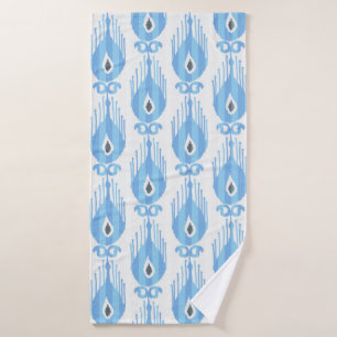 Toalha De Banho Padrão Ikat em azul e branco