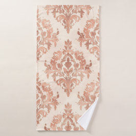 Toalha De Banho Padrão Ornamental de Aquarela de Damasco de Pêsseg
