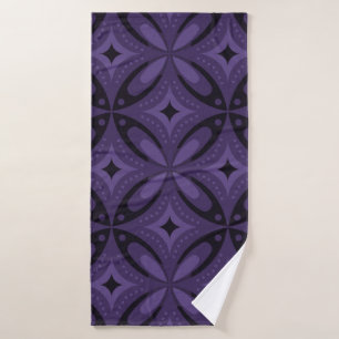 Toalha De Banho Padrão Retro de Cor Roxo Escuro