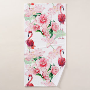 Toalha De Banho Padrão sem costura com flamingo cor-de-rosa