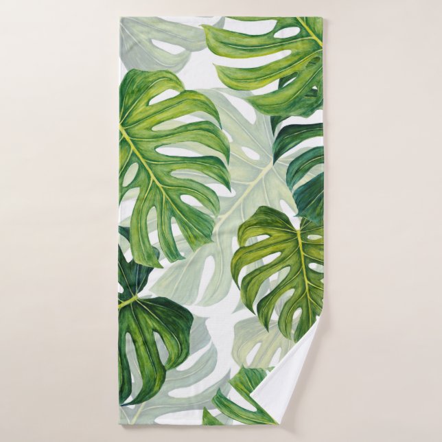 Toalha De Banho Padrão sem costura com folhas de monstera (Toalha de Banho)