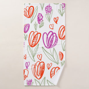Toalha De Banho Padrão sem costura de uma tulipa ingênua