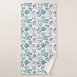 Toalha De Banho Padrão sem costura em cores de tendência com conch