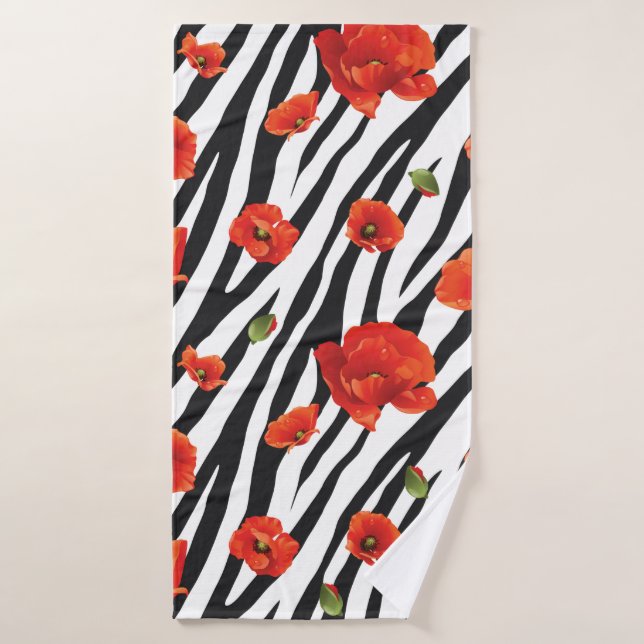 Toalha De Banho padrão sem descontinuidades de zebra de flor (Toalha de Banho)