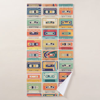 Toalha De Banho Padrão sem falhas com fitas de cassetes de áudio e