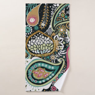 Toalha De Banho Padrão tradicional de Paisley asiático na design