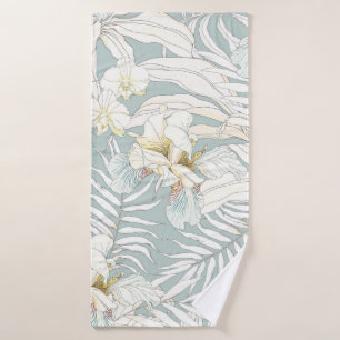 Toalha De Banho Padrão tropical sem costura com flores Orquídea, F