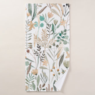Toalha De Banho Padrão uniforme de aquarela de flores silvestres. 
