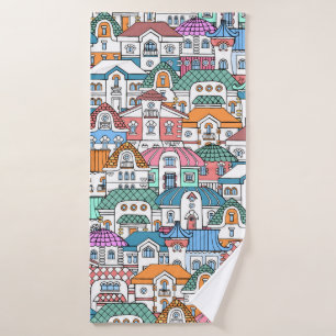 Toalha De Banho padrão uniforme vintage com desenho manual e cor