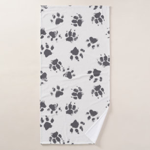 Toalha De Banho padrão uniforme vintage com pegadas de pata de um